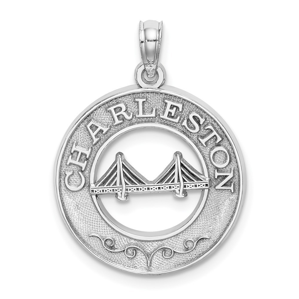 14K White Gold Small Travel CHARLESTON Bridge Necklace/Bracelet Charm Pendant